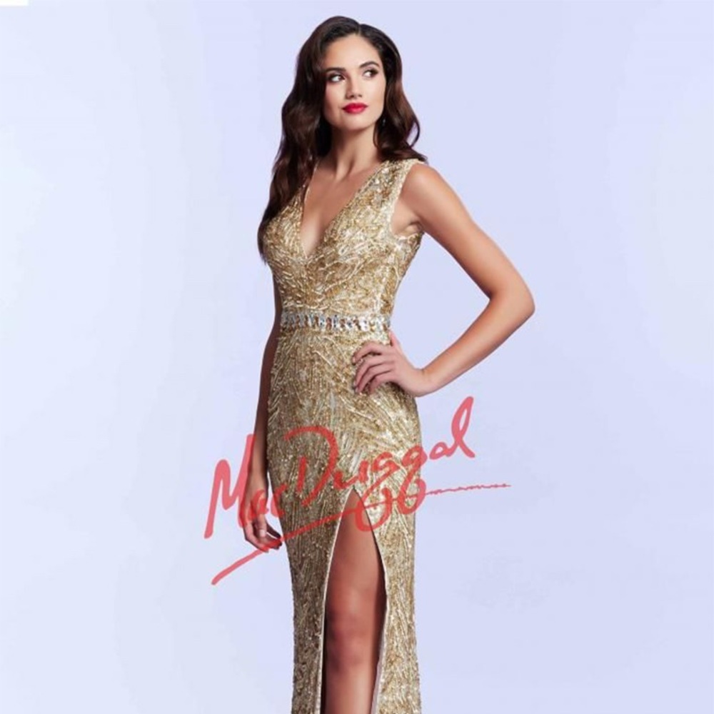 MacDuggal style: 4115m ivory/gold sequin gown